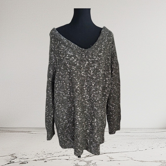 Old Navy Women's V-Neck Green Fleck Sweater  Size XL - Picture 1 of 5